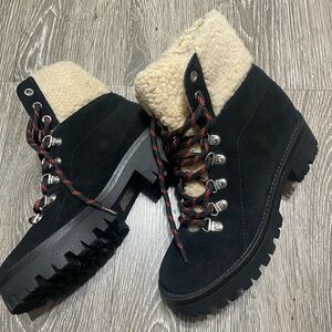 Steve Madden Black and Cream Winter Boots